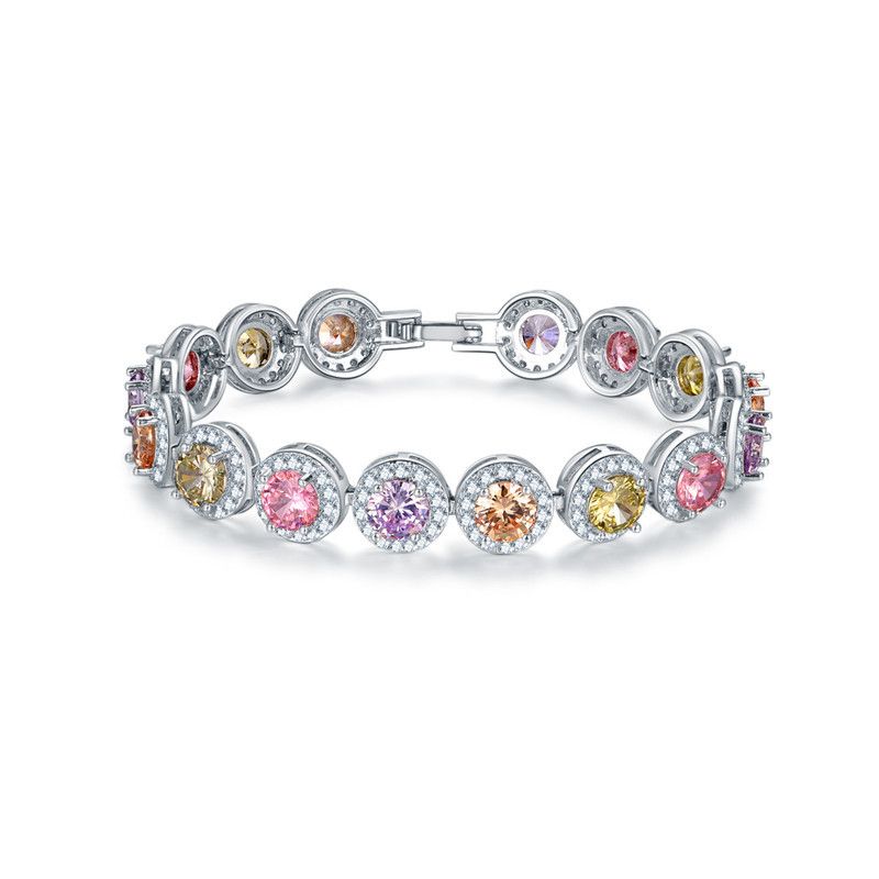 Bracciale in oro rosa con zirconi, stile fashion, per donna, design fresco e semplice con diamanti intarsiati_voghion.com