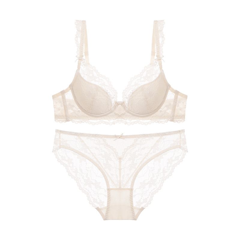 Intimo da donna in pizzo, sexy, anti-cedimento, con reggiseno piccolo e seno grande_voghion.com