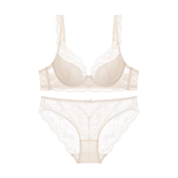 Intimo da donna in pizzo, sexy, anti-cedimento, con reggiseno piccolo e seno grande_voghion.com