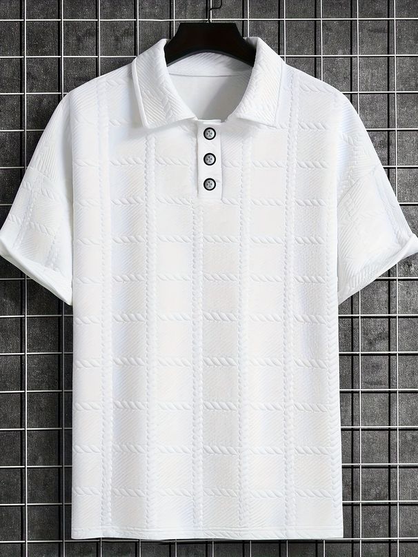 Polo estiva da uomo, semplice, tinta unita, con bottoni, a maniche corte_voghion.com