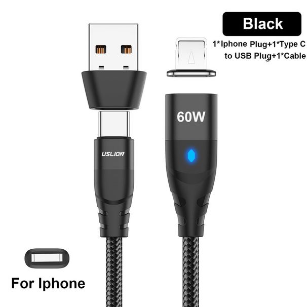 ULSION 60W PD Fast Charger To Type C Micro Magnetic Data Cord 3A USB Cable For IPhone 13 Book Huawei Samsung S22_voghion.com