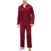 Plus Size Solid Color Long Sleeve Pajamas Men's Artificial Silk Sleepwear Student Loungewear Cardigan Lapel Nightwear Set_voghion.com