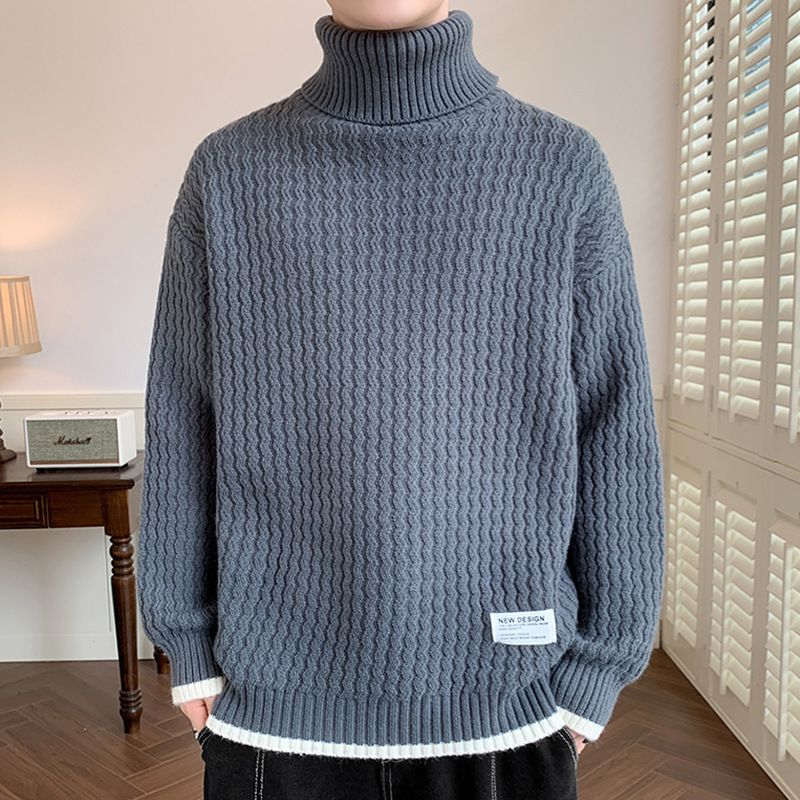 Rollkragenpullover für Herren, neues Oberteil für Herbst und Winter, warme Innenjacke, lässiger, locker gestrickter Winterpullover_voghion.com