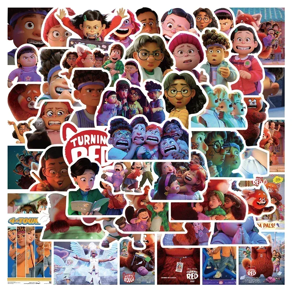 50 pegatinas de panda rojo con diseño de grafiti giratorio para portátil, botella de agua, teléfono, monopatín, juguetes para niñas y niños._voghion.com