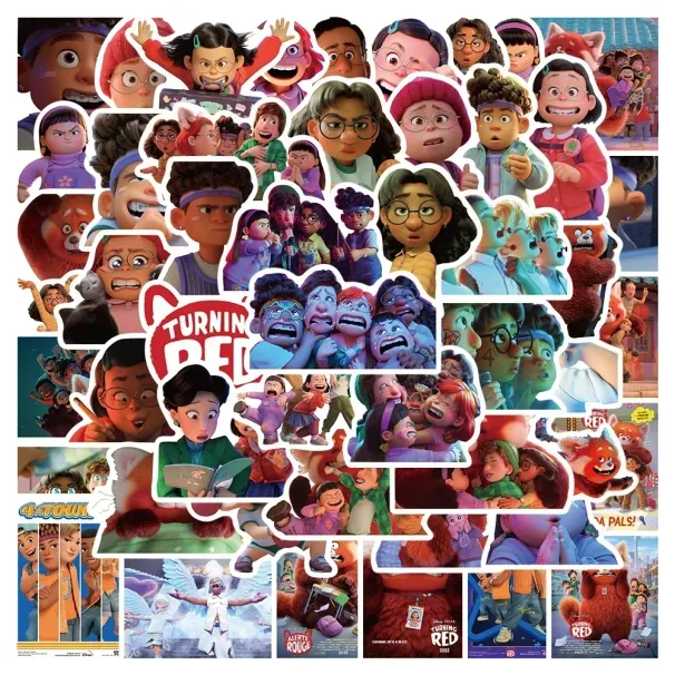 50 pegatinas de panda rojo con diseño de grafiti giratorio para portátil, botella de agua, teléfono, monopatín, juguetes para niñas y niños._voghion.com