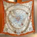 140*140cm Designer H Large Double Sided Same Color Hand-rolled Cashmere Silk Blended Shawl Pattern Orange Scarf Gift_voghion.com