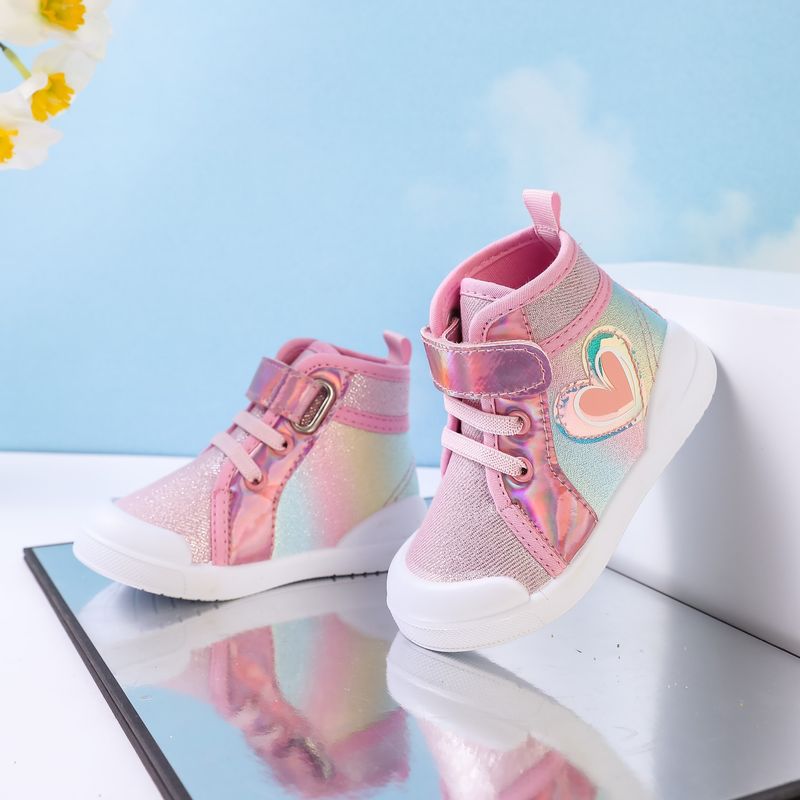 Kids Shoes Spring and autumn children's canvas shoes high top buckle cute girls princess shoes shiny casual shoes new style_voghion.com