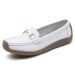 2025 Spring And Autumn New Women's Loafers Cowhide Mom Non-Slip Slip-On Casual White Shoes For Women Plus Size_voghion.com