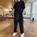 Ice silk suit men's summer simple temperament short sleeved T-shirt long pants breathable casual sportswear hang_voghion.com