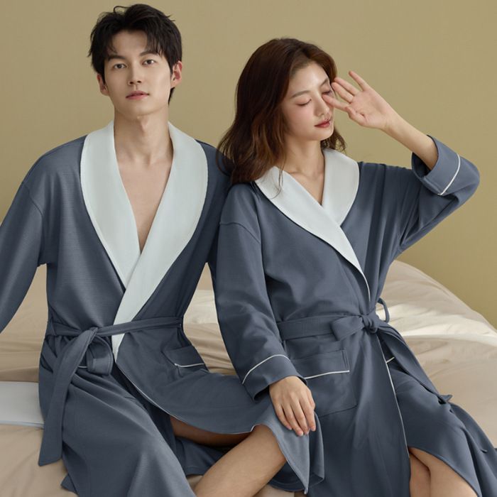 Unterwäsche & Nachtwäsche Paar-Bademantel, langärmeliger Bademantel für Männer und Frauen, weiche Waffelstrick-Baumwolle, Loungewear mit V-Ausschnitt, Nachtwäsche für zu Hause, bequem_voghion.com