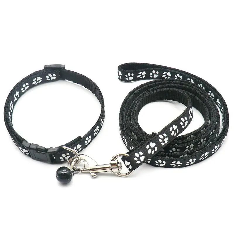 Hundeset mit Fußabdruck-Design für mittelgroße Hunde, Halsbandleine für kleine Katzen und Haustiere_voghion.com