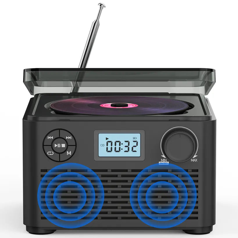 Portable CD Player Rechargeable, Boombox CD Player Stereo With Bluetooth FM Radio_voghion.com