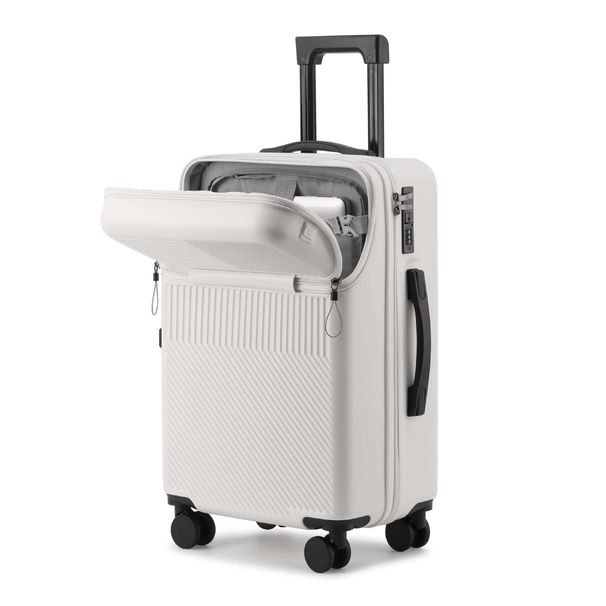 Gepäckkoffer mit Frontöffnung und großer Kapazität und seitlicher Öffnungsabdeckung, multifunktionaler, verschleißfester Trolley für Geschäftsreisen, Passwortbox_voghion.com