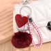Plush Ball Heart Pendant Cute Bag Keychain Anti-Lost Key Ring Small Gift_voghion.com