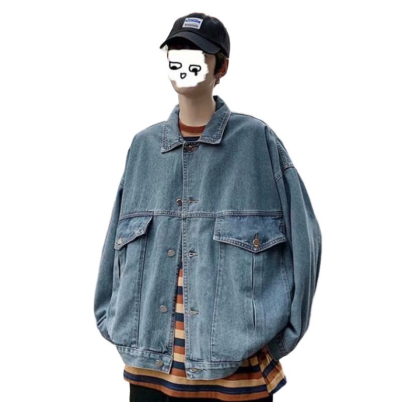 Spring and Autumn New Vintage Washed Cowboy Jacket Top Men's Gradient Design Loose Jacket_voghion.com