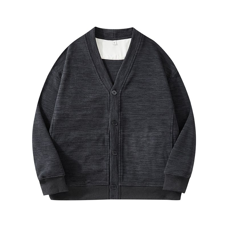 Herren-Fleece-Cardigan mit V-Ausschnitt (300 g) – Klassischer Vintage-Stil, gemütliche Knopfleiste, lockere Passform, lange Ärmel, lässiges Basic-Teil zum Drunterziehen_voghion.com