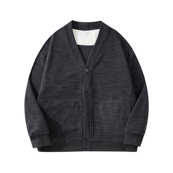 Herren-Fleece-Cardigan mit V-Ausschnitt (300 g) – Klassischer Vintage-Stil, gemütliche Knopfleiste, lockere Passform, lange Ärmel, lässiges Basic-Teil zum Drunterziehen_voghion.com