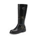 Round Toe Flat Heel High For Women With Belt Buckle, Plus Size Riding Boots_voghion.com