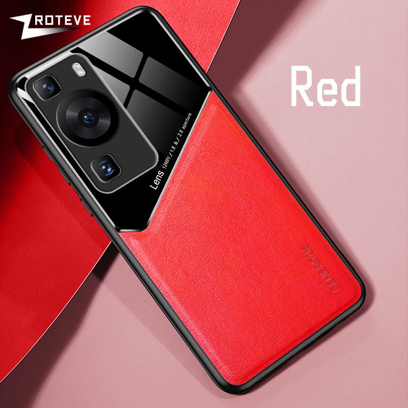 P60 Pro Case Zroteve PU Leather Car Magnetic Hard PC Cover dla Huawei P60 Art P50 Pro P40 Lite P40Pro P50Pro P60Pro etui na telefony_voghion.com