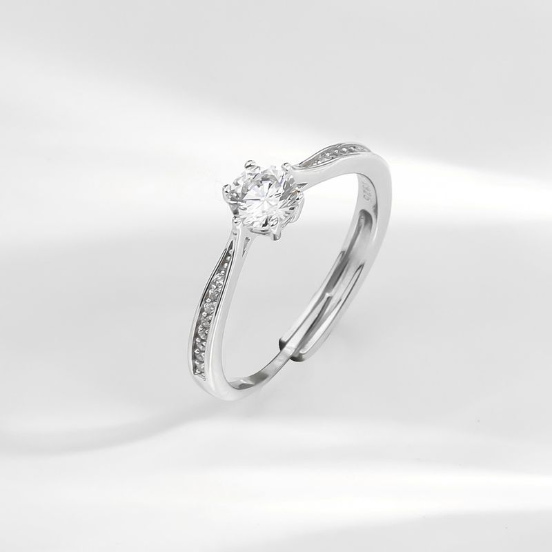 Anel de prata feminino, estilo coreano e japonês, anéis de casal com diamantes moissanite de seis pontas, anel para proposta de casamento, presente para_voghion.com