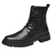 Martin Boots Men's Trendy Velvet Cotton Shoes High-top Wind-top Black Tooling Boots_voghion.com