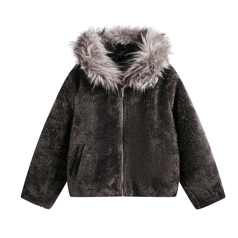 Herren-Lammfellmantel mit Retro-Pelzkragen – weiche, warme Strickjacke mit Reißverschluss für den Winter, kuscheliges Fleecefutter, entspannte Passform, Schwarz/Grau_voghion.com