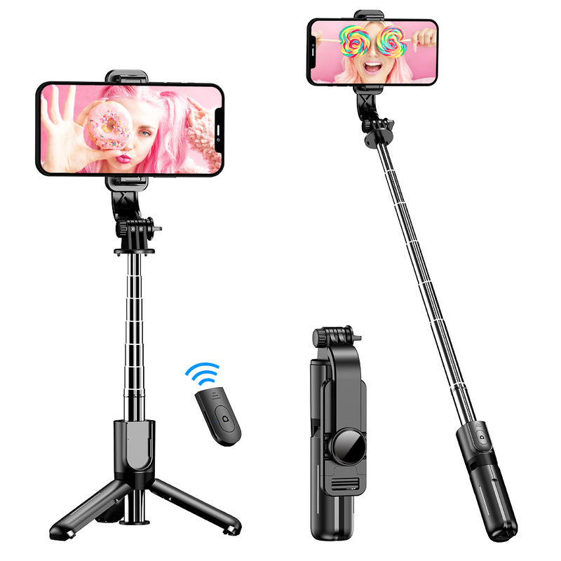 Przenośny statyw do selfie z bezprzewodowym pilotem, rozszerzalny uchwyt do telefonu typu selfie stick 3 w 1 do iPh_voghion.com