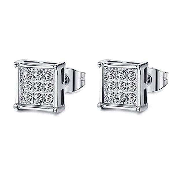 Orecchini a bottone quadrati semplici e creativi alla moda per uomo e donna, eleganti e di alta qualità, con strass da uomo._voghion.com