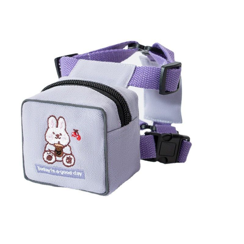Mochila bordada estilo coreano para animais de estimação, pelúcia, bichon, gato, peitoral, coleira para passear com cachorro_voghion.com