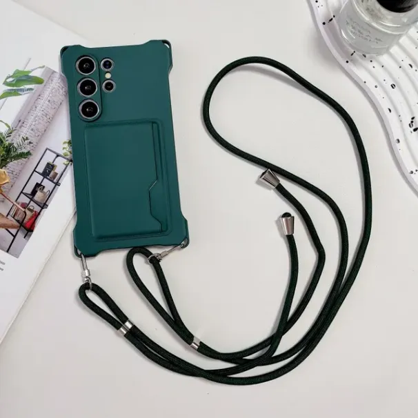 Umhängegurt-Hülle für Samsung Galaxy S24 Ultra S22 S23 Plus FE A15 A14 A54 Stoßfeste Brieftasche mit Kartensteckplatz_voghion.com