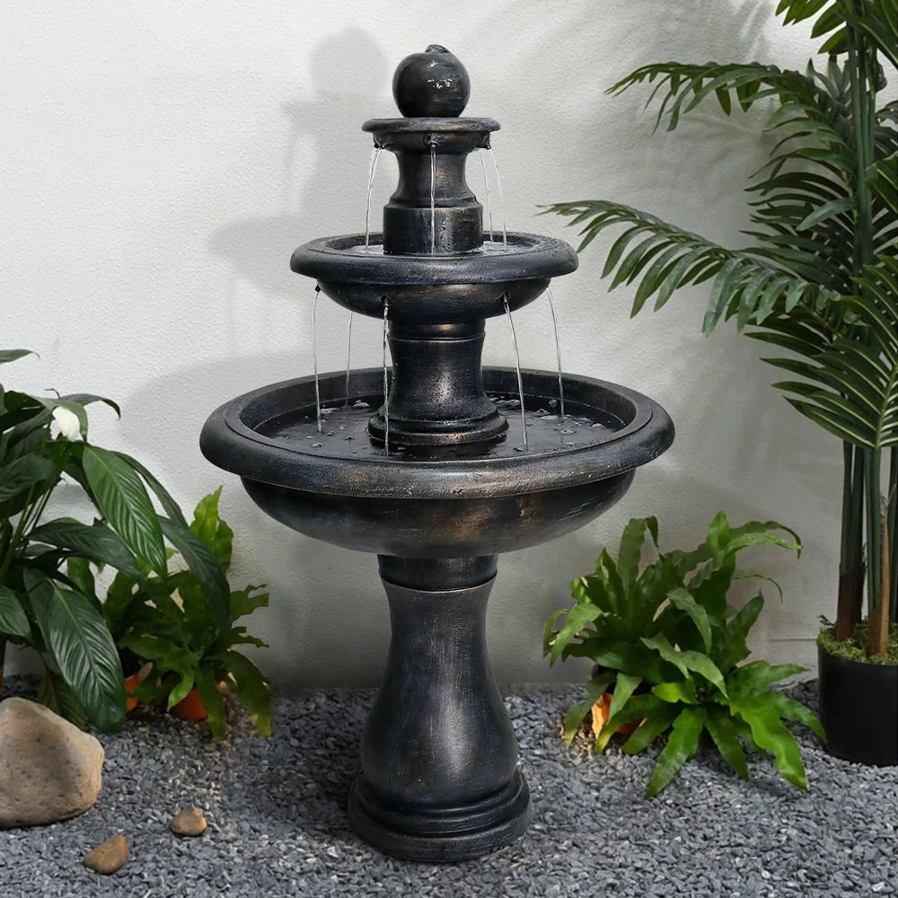 Moderner Betonbrunnen Für Den Außenbereich, 115 Cm Hoch, Mit Tauchpumpe_voghion.com