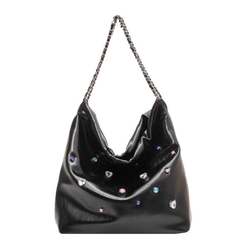 Kette Müll Tasche Tasche frauen Neue Trendy Mode Damen Tasche Schulter Tasche Farbe Diamant Einkaufstasche Große Kapazität Eimer tasche_voghion.com
