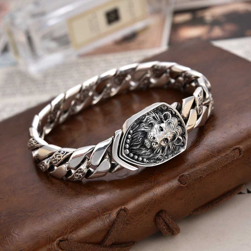 Xiangxu New Bold Lion Bracelet Personality Men's Punk Rock Fashion Cuban Chain Style_voghion.com