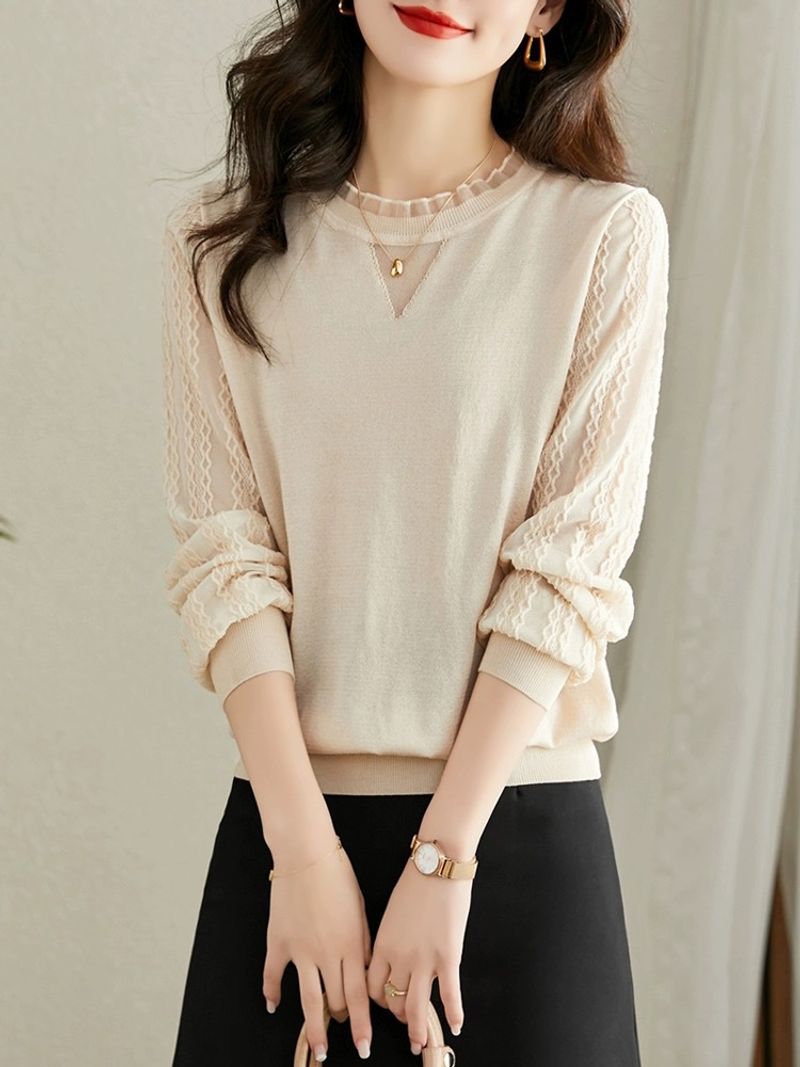 Interior base shirt for women's autumn 2024 new short style small shirt, beautiful top, youthful and stylish lace long_voghion.com