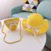 2020 Estate Nuovo Nastro di Paglia per Bambina, Cappello da Pescatore con Parasole a Fiori, Set di Borse Carine con Protezione Solare_voghion.com