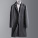 Płaszcz męski ze 100% wełny – jednorzędowy, długi płaszcz z metalowymi akcentami (czarno-szary, rozmiary M-3XL)_voghion.com