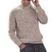 Herrenbekleidung hoher Kragen zweifarbiger dicker Pullover warmer Wollpullover_voghion.com