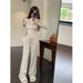 ActiveGo 2024 Autumn Women's Sports Casual Hoodie French Simple Short Top Wide-Leg Pants Two-Piece Set_voghion.com