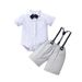 Mother & Kids New style boy baby gentleman bow tie bib shorts suit summer baby British style romper short sleeve two-piece suit_voghion.com