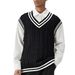 Hanmei Men's Winter New Pullover V-Neck Cable Knit Sleeveless Top Vest Sweater F3328_voghion.com