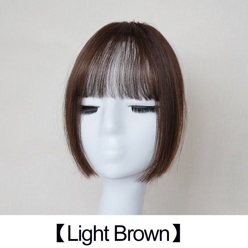 Dameparykk med pannelugg, Sweet Cool Princess-klippet høytemperatur silkehår i en kortformet stil med flat pannelugg_voghion.com