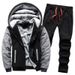 Completo felpa foderato in pile da uomo, cardigan invernale spesso e caldo, completo sportivo mimetico in due pezzi D6002_voghion.com