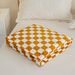Checkerboard Pattern Flannel Throw Blanket | Soft Coral Fleece Office Nap Blanket With Air Conditioning Box Gift Set_voghion.com