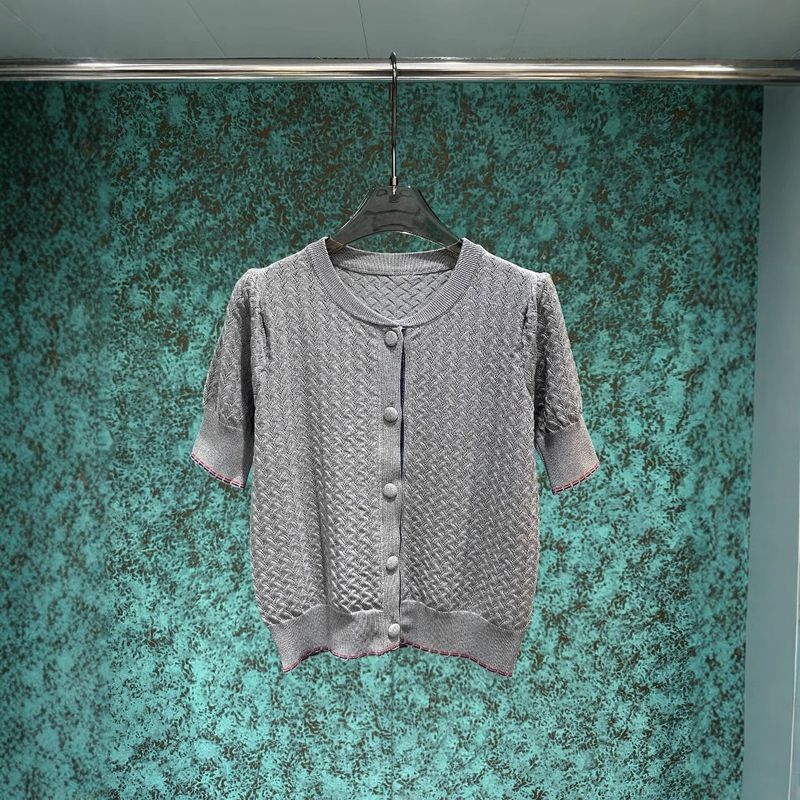 25 Frühling Neues vielseitiges lässiges, hohles, schlankes, gestricktes Kurzarm-Strickjacke-Oberteil für Damen_voghion.com