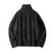 Men's Semi-Turtleneck Sweater, Chunky Knit Cardigan With Cable Pattern, Oversized Streetwear Style For Couples (Black, Grey)_voghion.com
