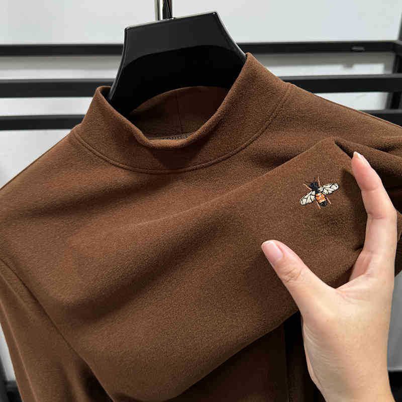 Premium Double-Layer Fleece Sweatshirt For Men – Slim-Fit Thermal Base Layer With Brushed Micro Velvet Interior, Semi-Turtleneck Winter Pullover_voghion.com