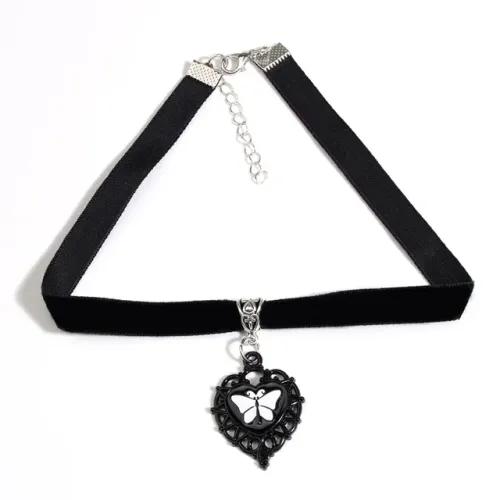 Mode Gotisk Mörk Fjäril Hjärta Pil Hänge Chokers Halsband Punk Rosenöga Veet Halsband För Alternativ Flicka Mystisk_voghion.com