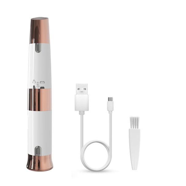 2-in-1 USB Electric Trimmer - Lipstick Shape Eyebrow Shaver & Facial Hair Remover For Women_voghion.com