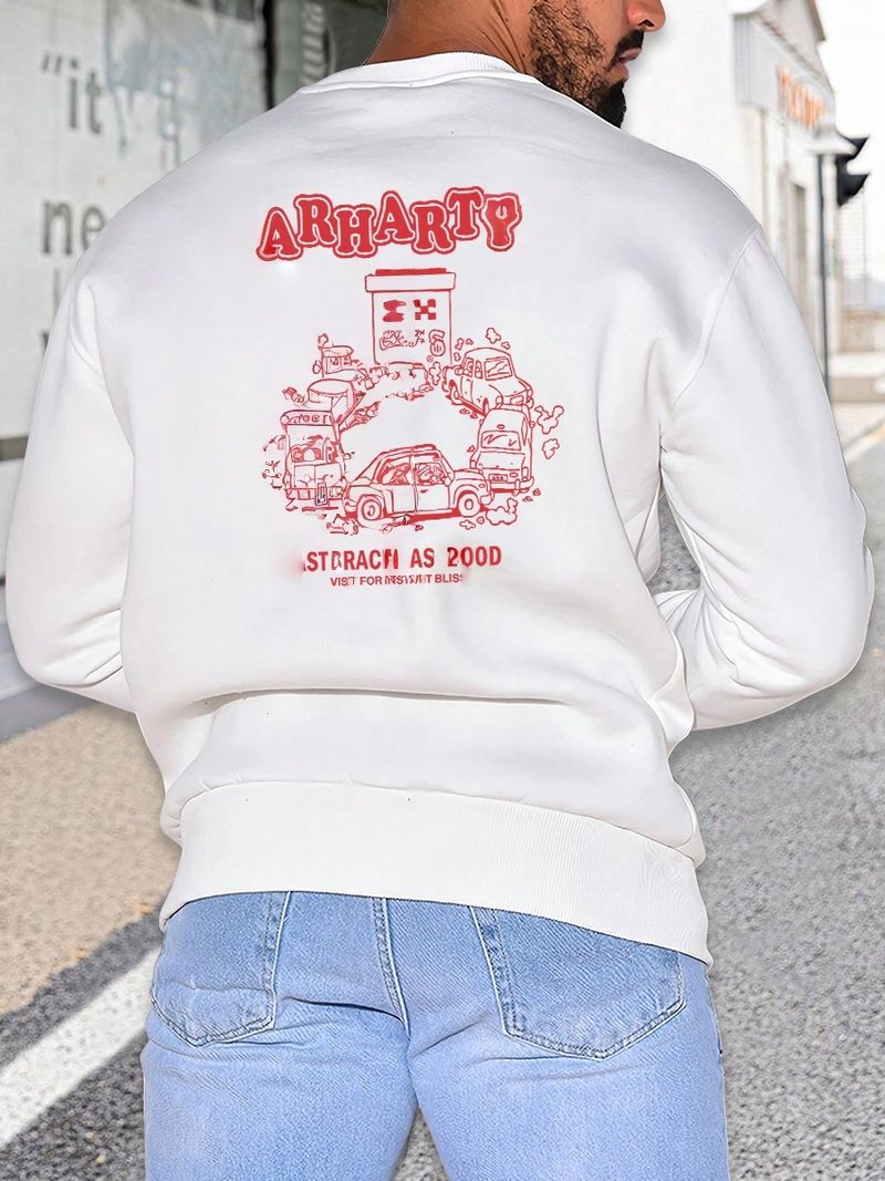 Polar Fleece Einfarbig Rundhals Pullover Herren Candy Baumwolle Langarm Arbeitskleidung_voghion.com