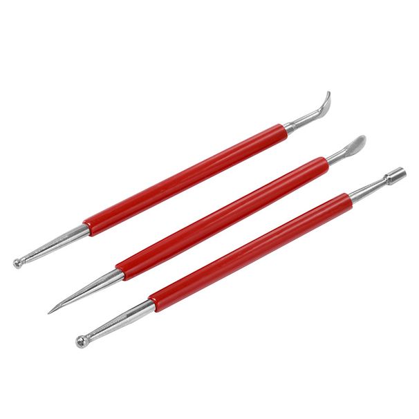 3 db/Szett Mutató fúró toll bemélyedő toll fa piros pálcika bőr formázó prés Radír Formáló agyag szobrász eszközök_voghion.com